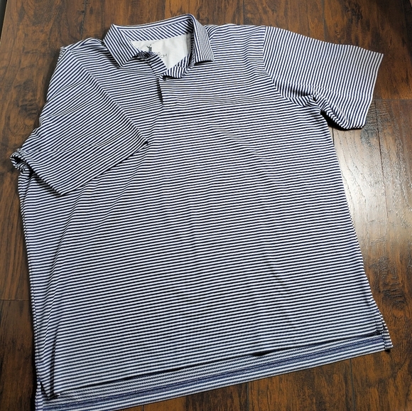 Mens F&G Tech Golf Polo blue & white striped sz XXL - Picture 1 of 9
